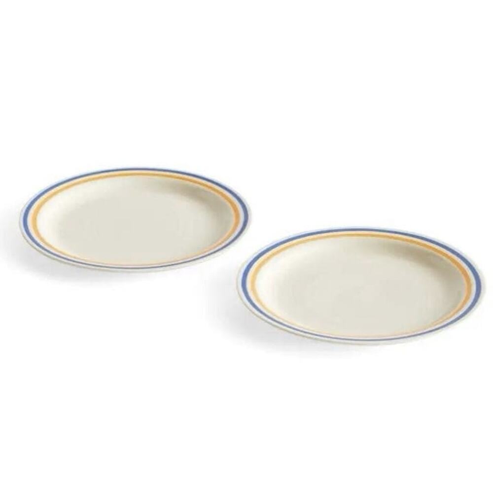 HAY Sobremesa Laila Gohar Plate Set of 2 Hand Painted - Blue, Yellow 9.75” NEW